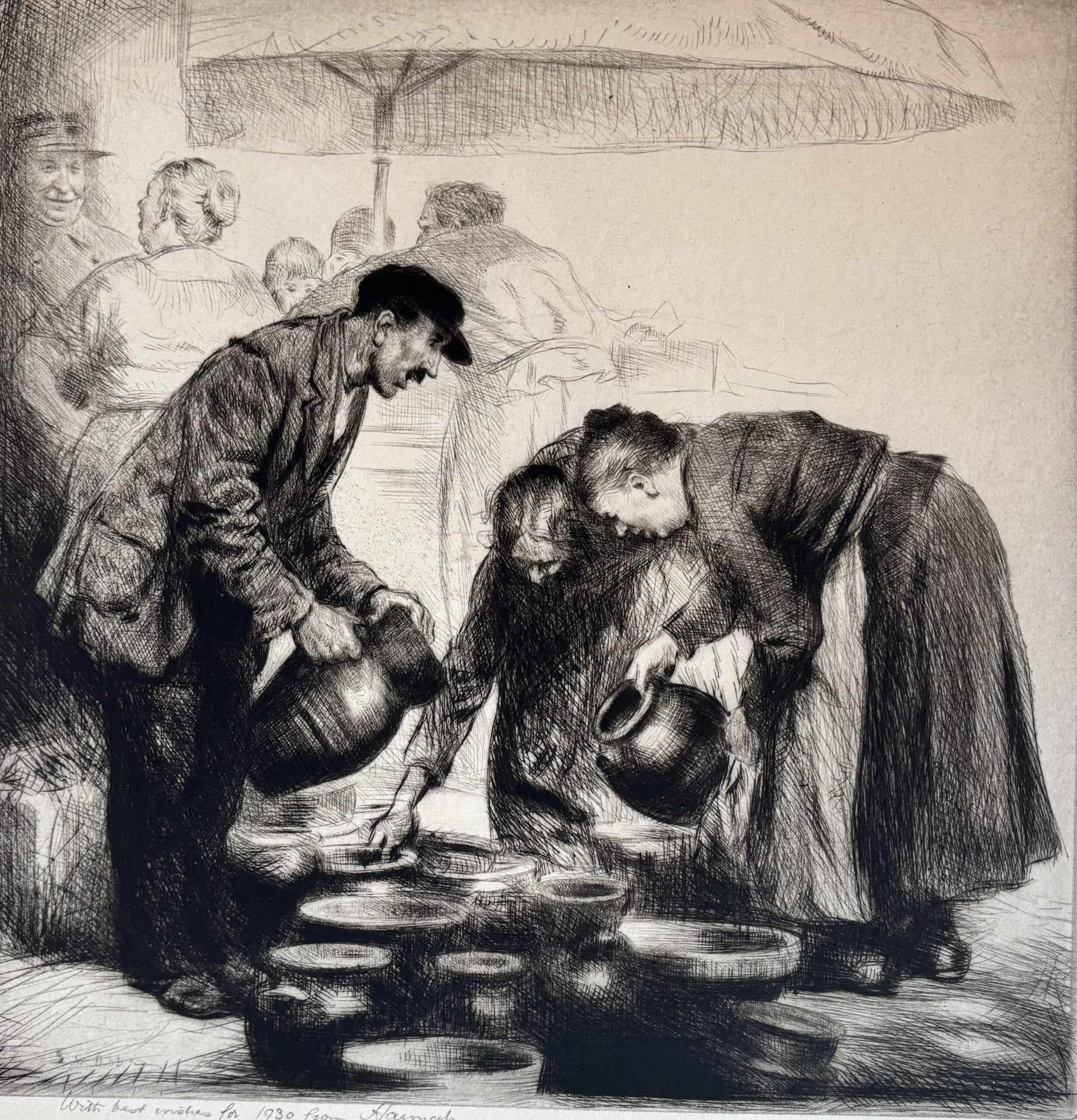Filling the pots